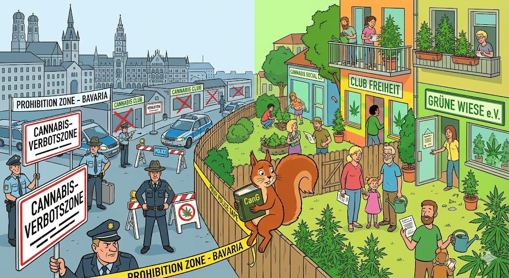 Illustration: Cannabis-Clubs und Eigenanbau-Pflanzen werden von Bayern-Politik überschattet