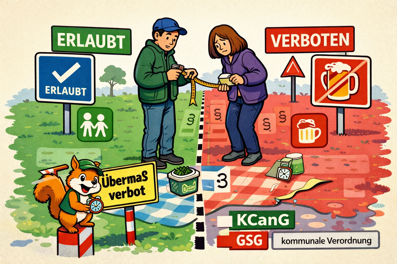 Illustration: Zonen-Chaos in Bayern – erlaubte und verbotene Bereiche direkt nebeneinander