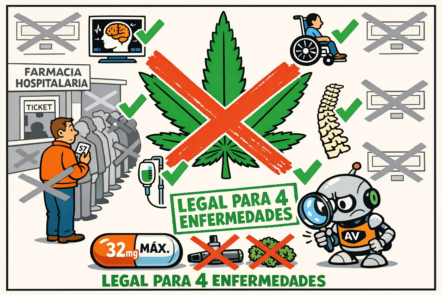 Cannabis medicinal en España: 32 mg al día y solo en hospital