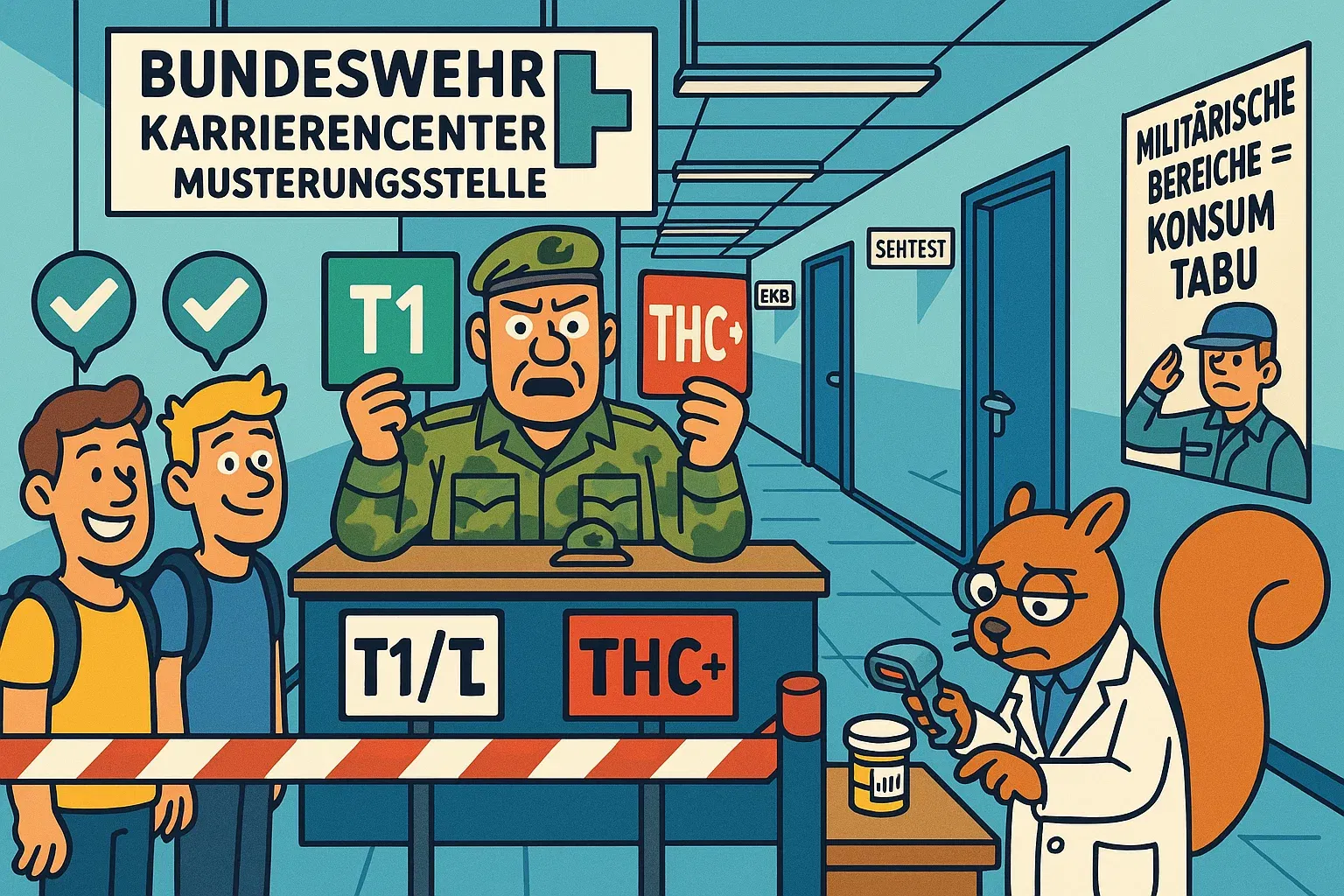 Symbolbild Bundeswehr und Cannabis: Soldat und THC-Molekül