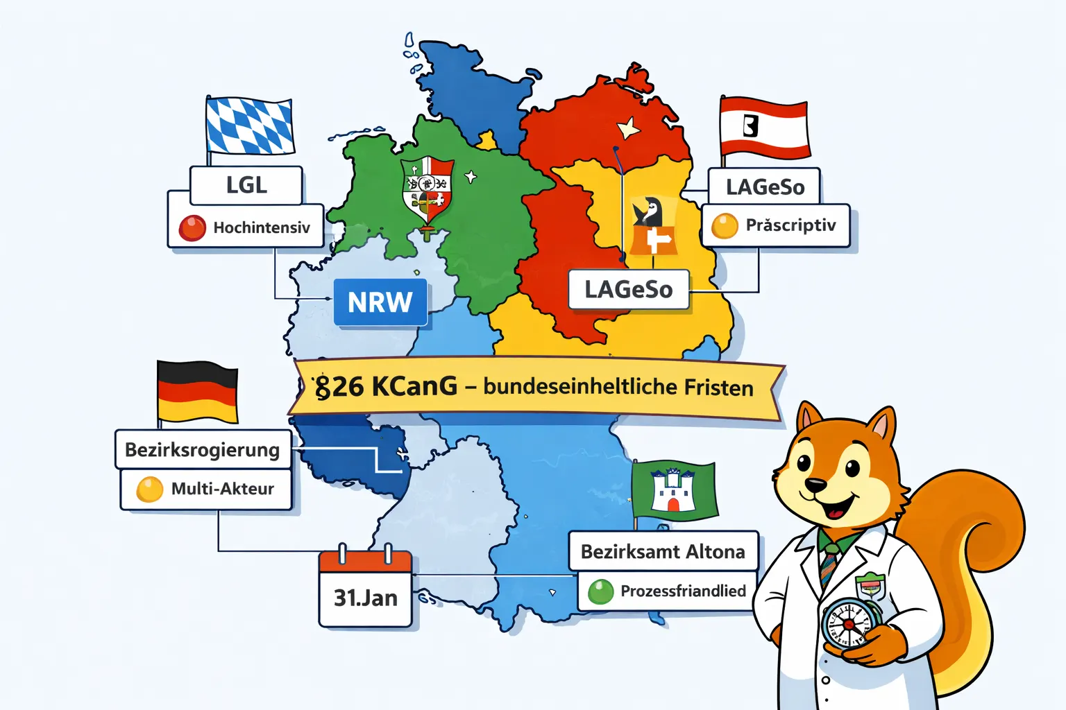 Bundesland-Vergleich §26 KCanG Compliance Bayern NRW Berlin Hamburg