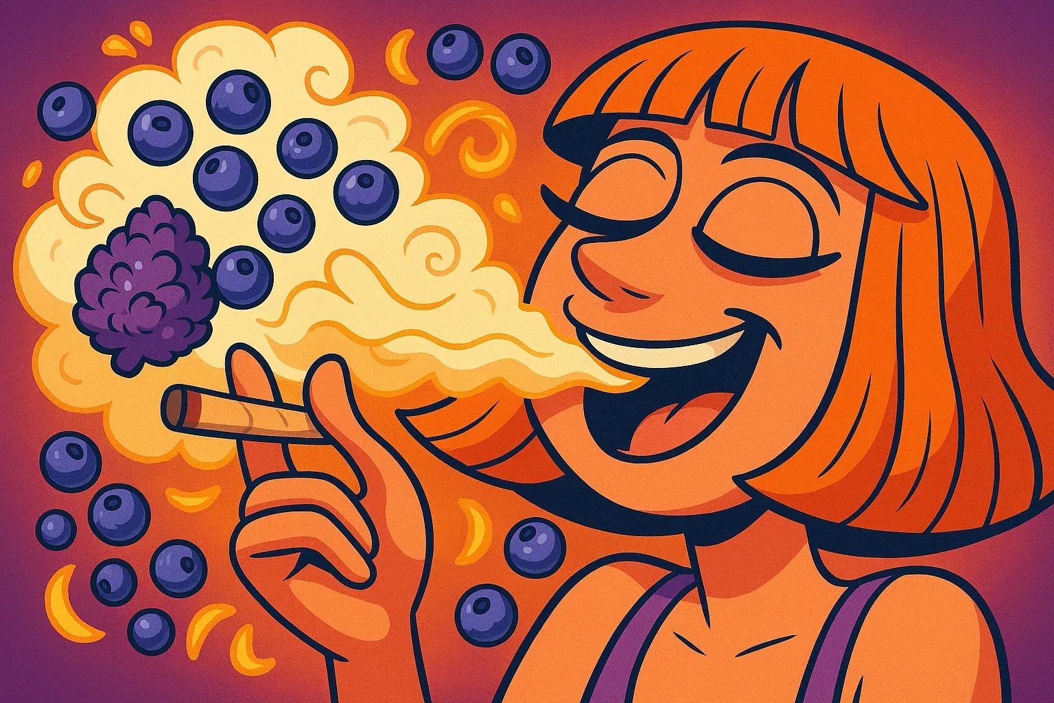 Comic: Gigi erlebt eine Geschmacksexplosion beim ersten Zug – süße Dessert-Aromen explodieren förmlich um sie herum.
