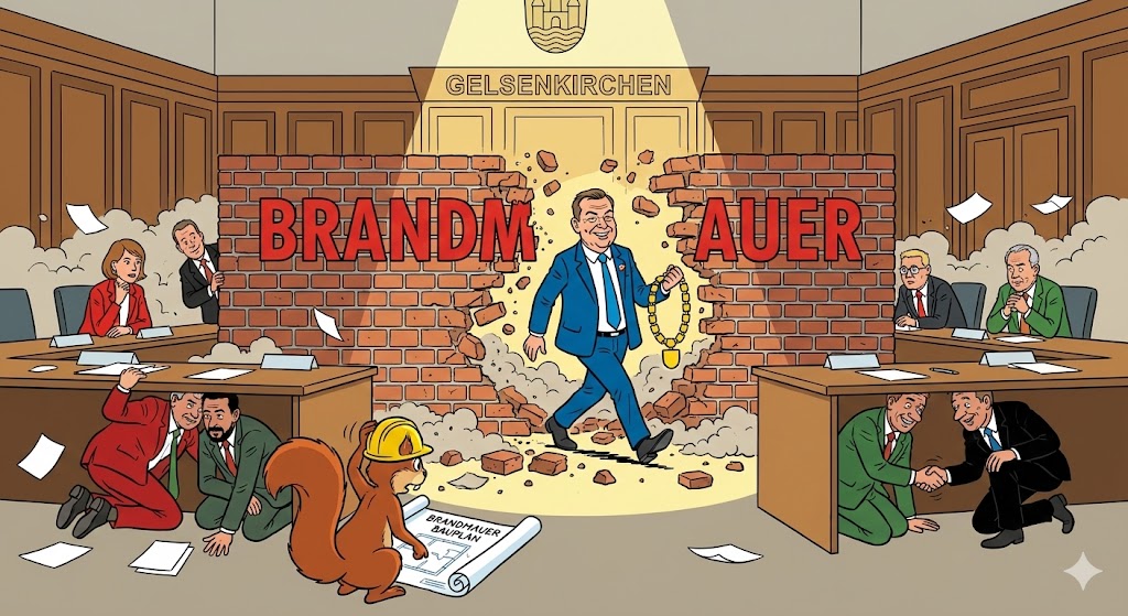 Leerer Ratssaal in Gelsenkirchen während der Bürgermeisterwahl