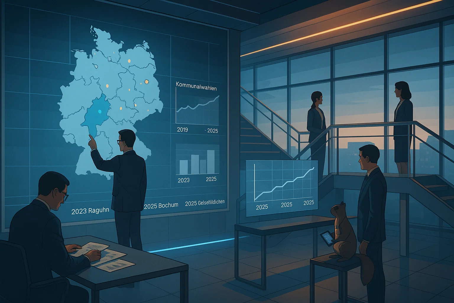 Analyse-Zentrum mit Deutschland-Karte zeigt kommunalpolitische Entwicklungen bundesweit