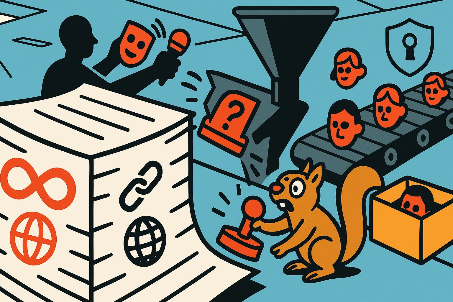 Illustration: Developer- und Consumer-Perspektive mit RAG‑Symbolen und Smartphone‑Icons.