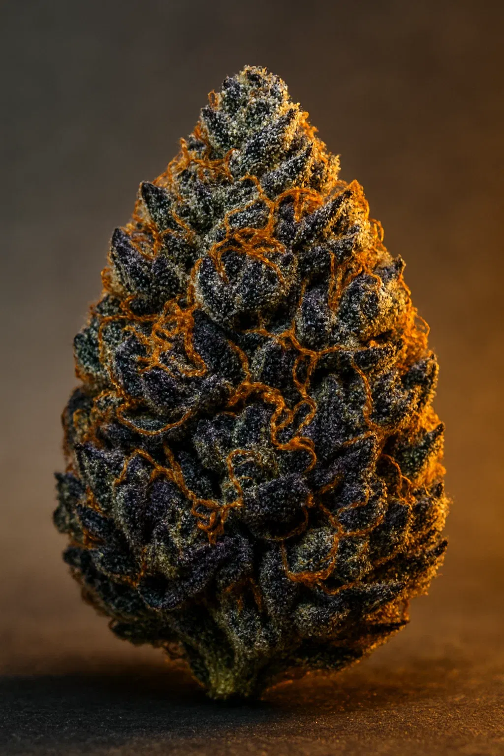 Dichte, harzüberzogene Blüten des Grease Monkey Strains mit lila Akzenten