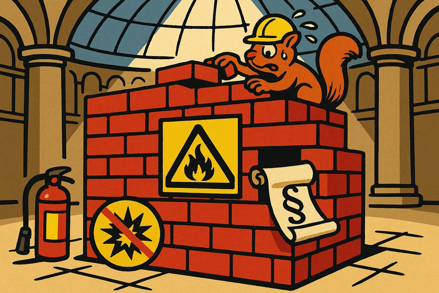 Illustration: Politische Brandmauer bröckelt – Kanzleramt im Krisenmodus