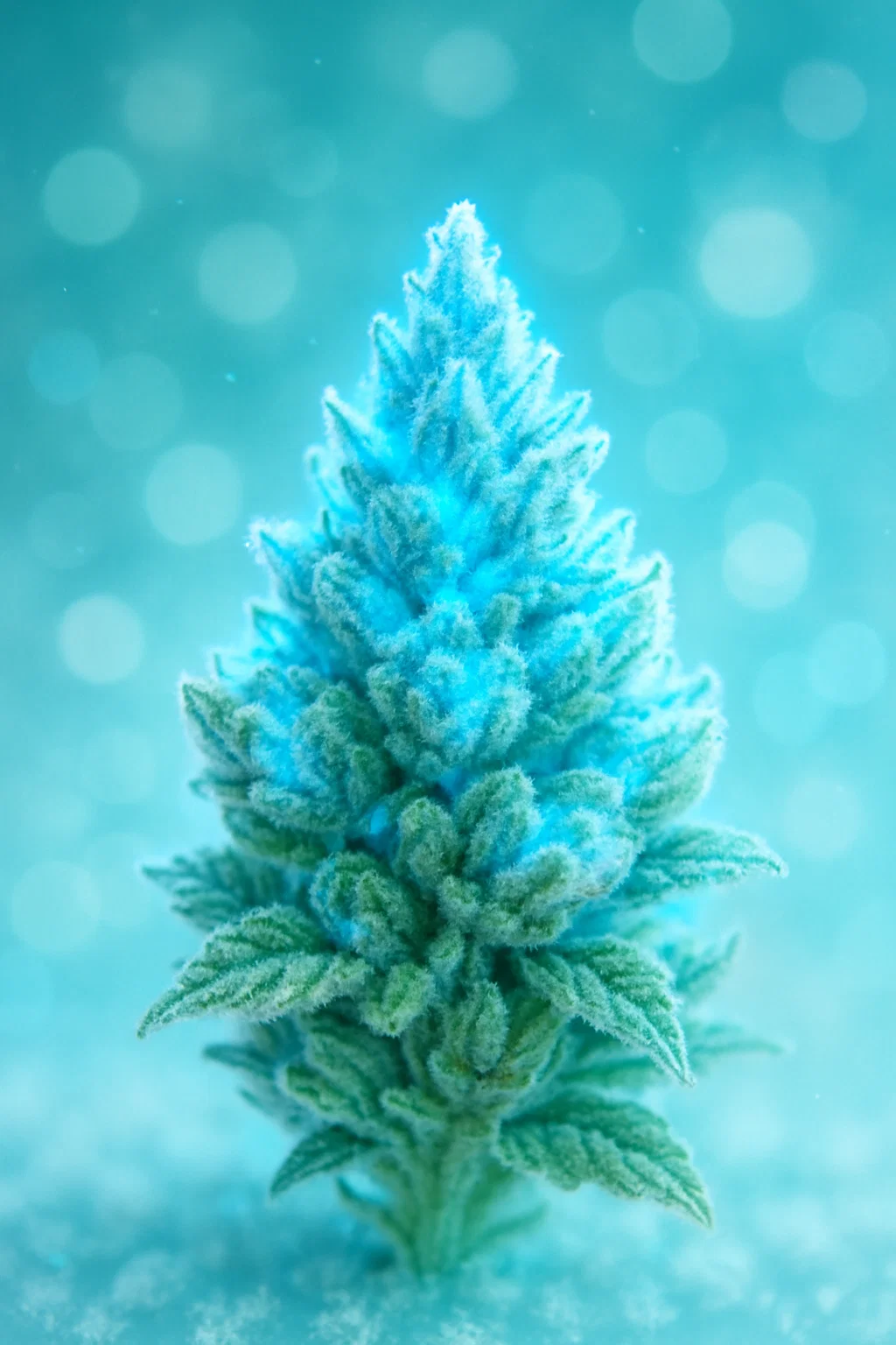 Helle, harzige Sativa-Knospen des Lucid Blue Strains mit einem leichten Blaustich