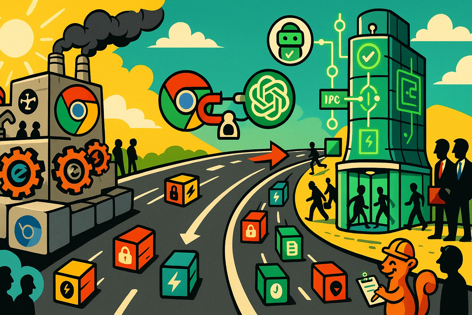 ChatGPT Atlas Browser mit OWL-Architektur Darstellung