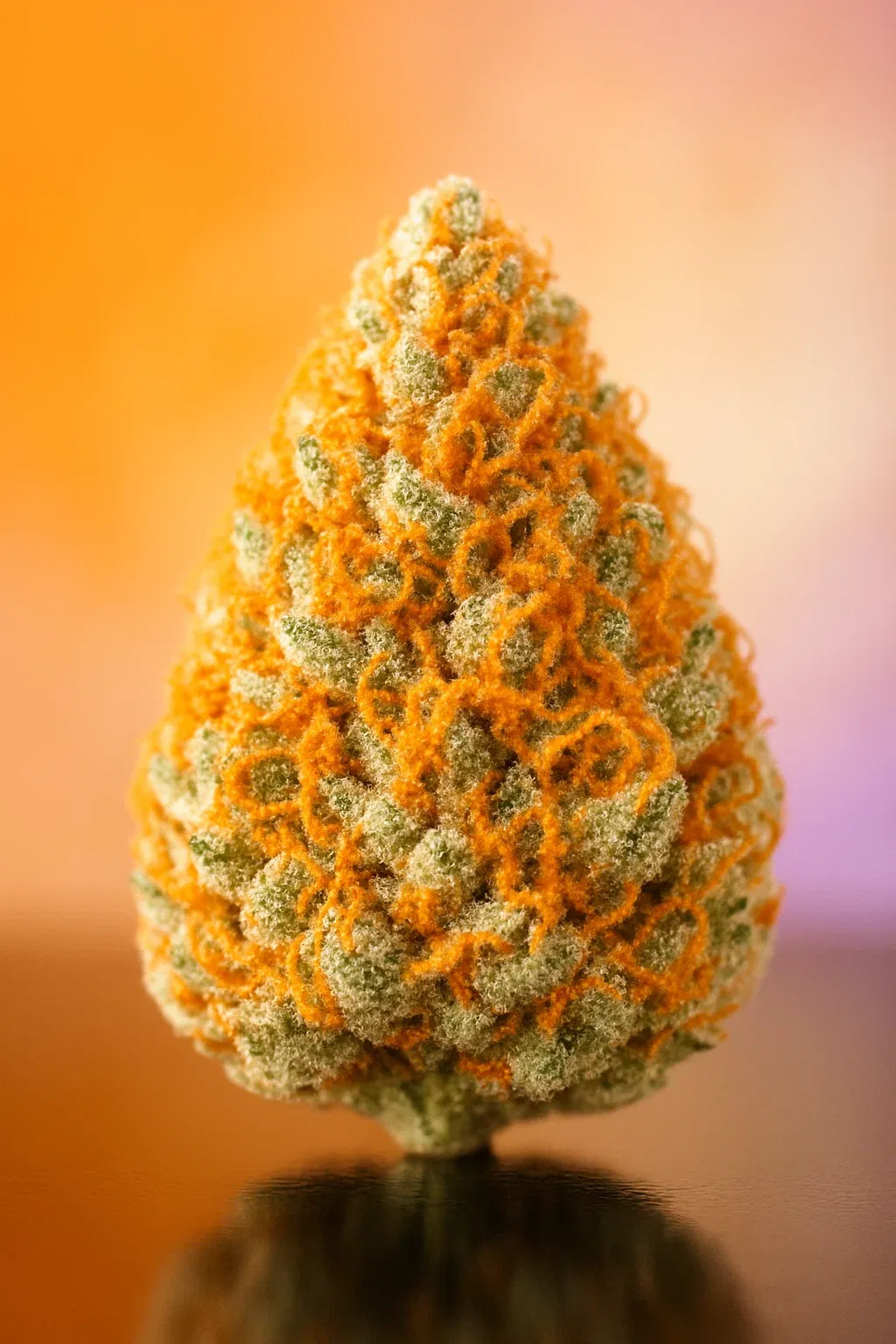 Dichte, farbenfrohe Blüte von Orange Sherbet mit orangen und violetten Tönen