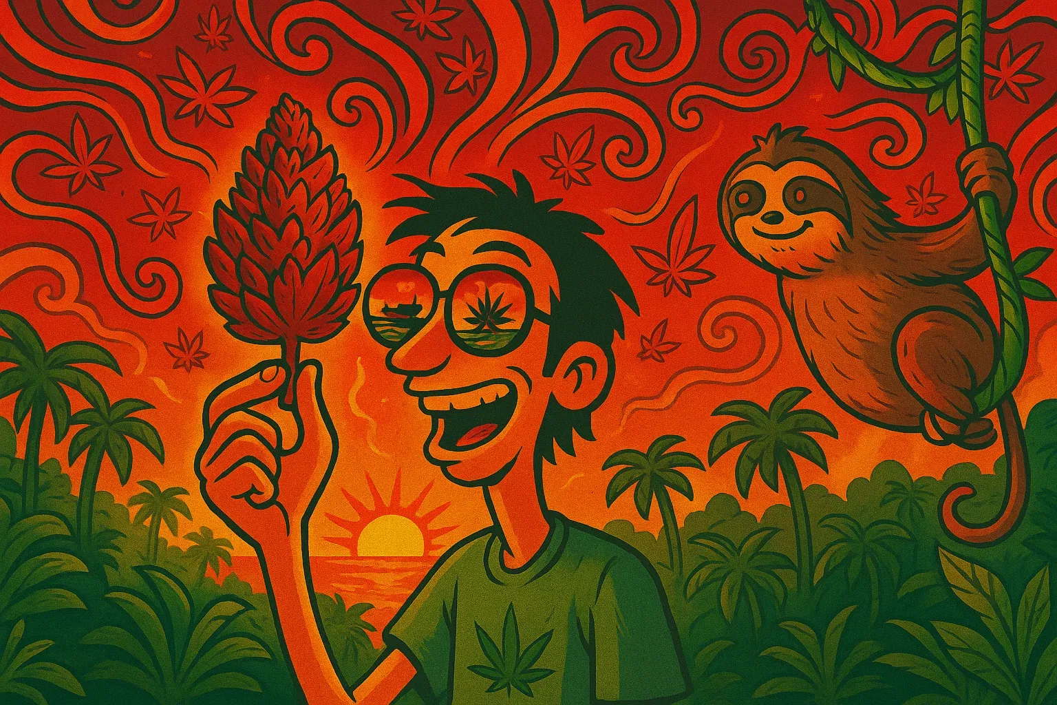Steckbrief-Bild von Panama Red: Ein großer, roter Cannabis-Bud.