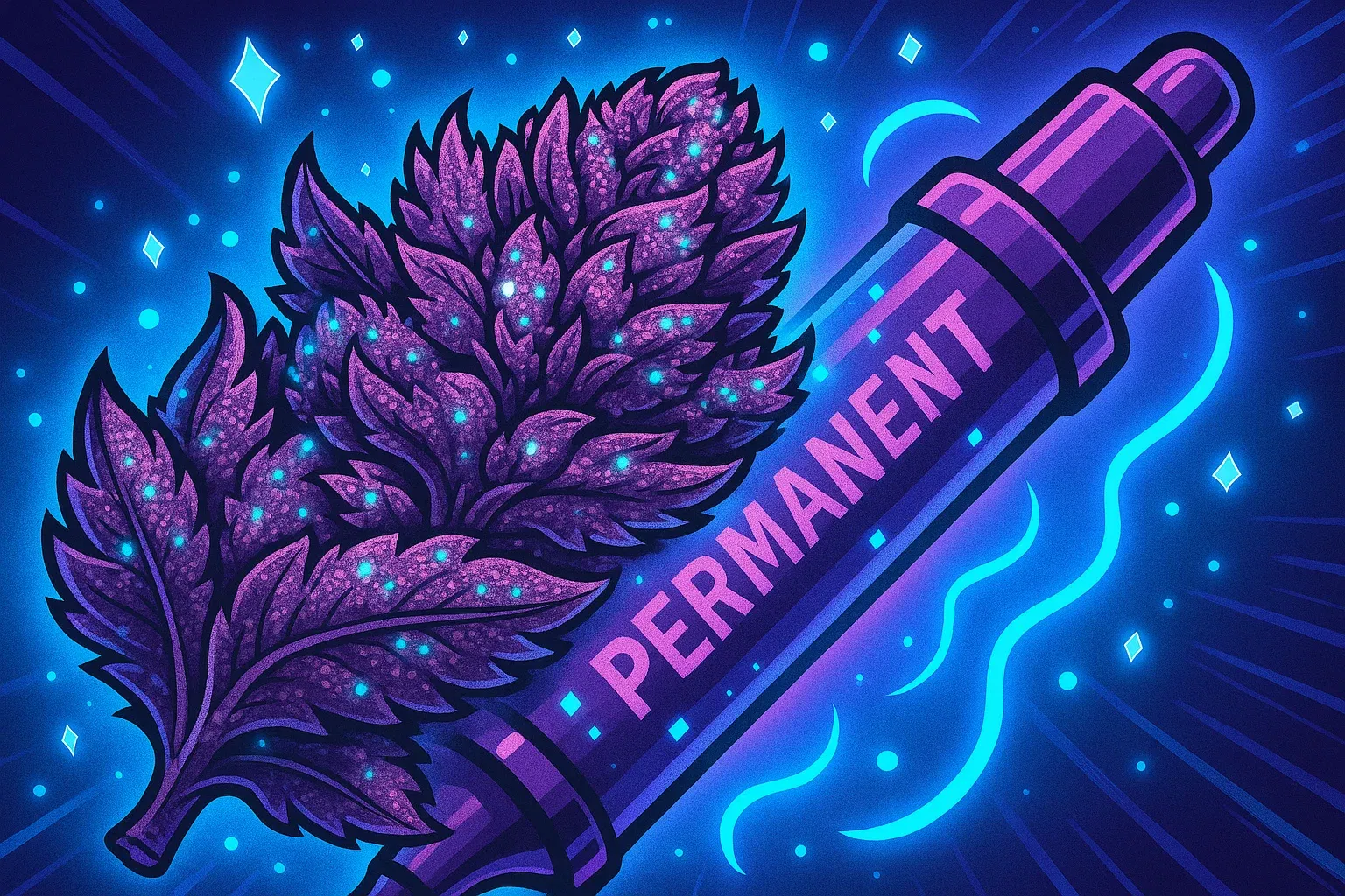Comic: Eine Nahaufnahme eines dichten, violetten Permanent Marker Buds, der wie ein außerirdisches Juwel aussieht.