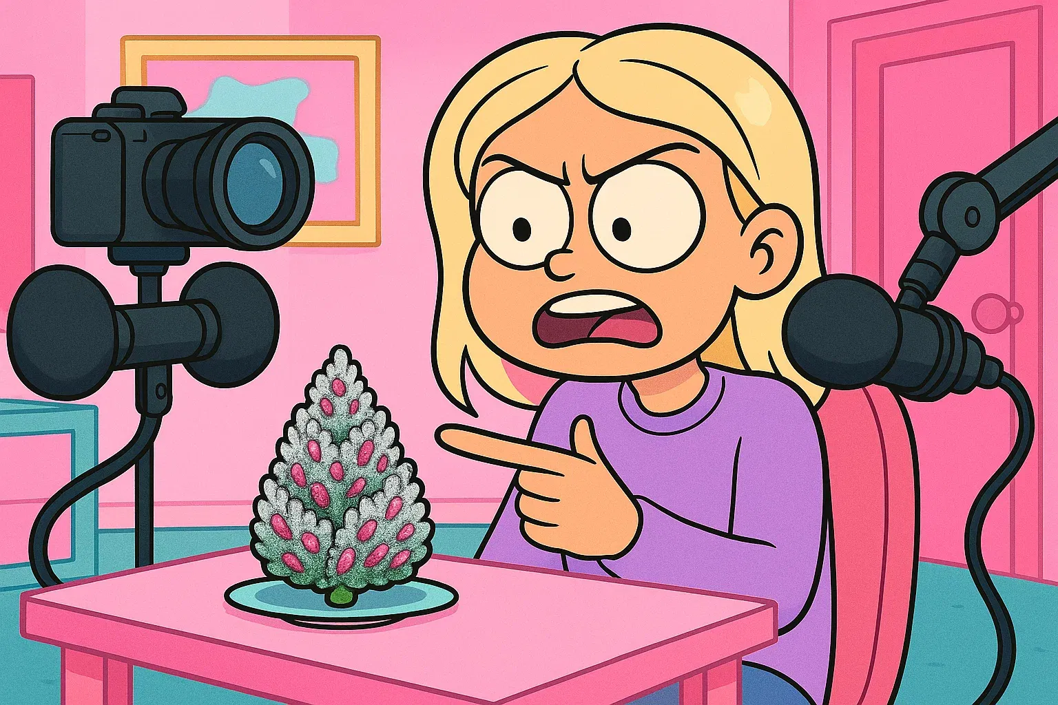 Comic: Zoe bereitet ihr ASMR-Setup vor, um den Hype um Strawberry a la Mode zu 'entlarven'.