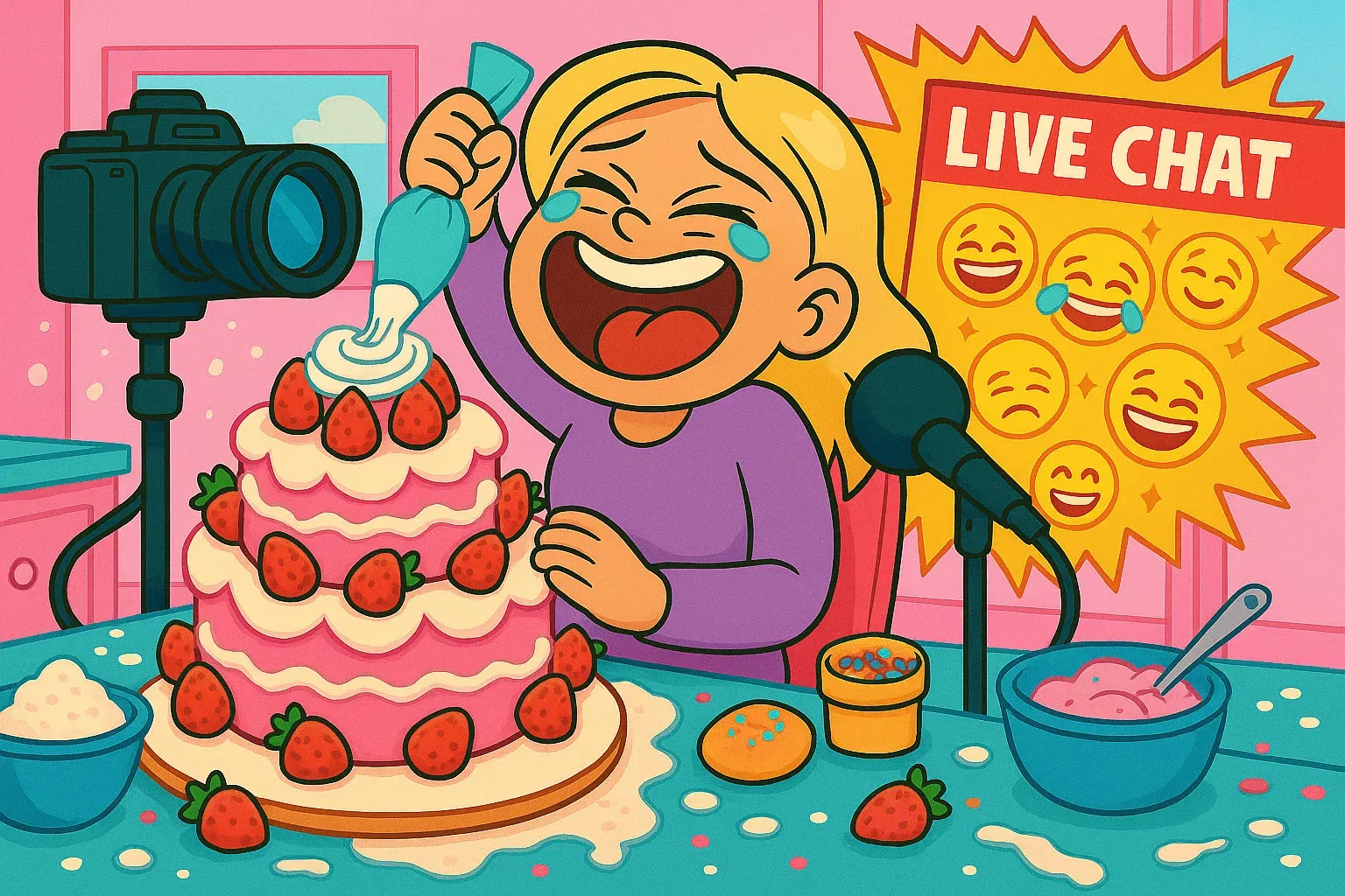 Comic: Zoe bekommt Heißhunger und backt statt einer zynischen Review einen aufwendigen Erdbeerkuchen.