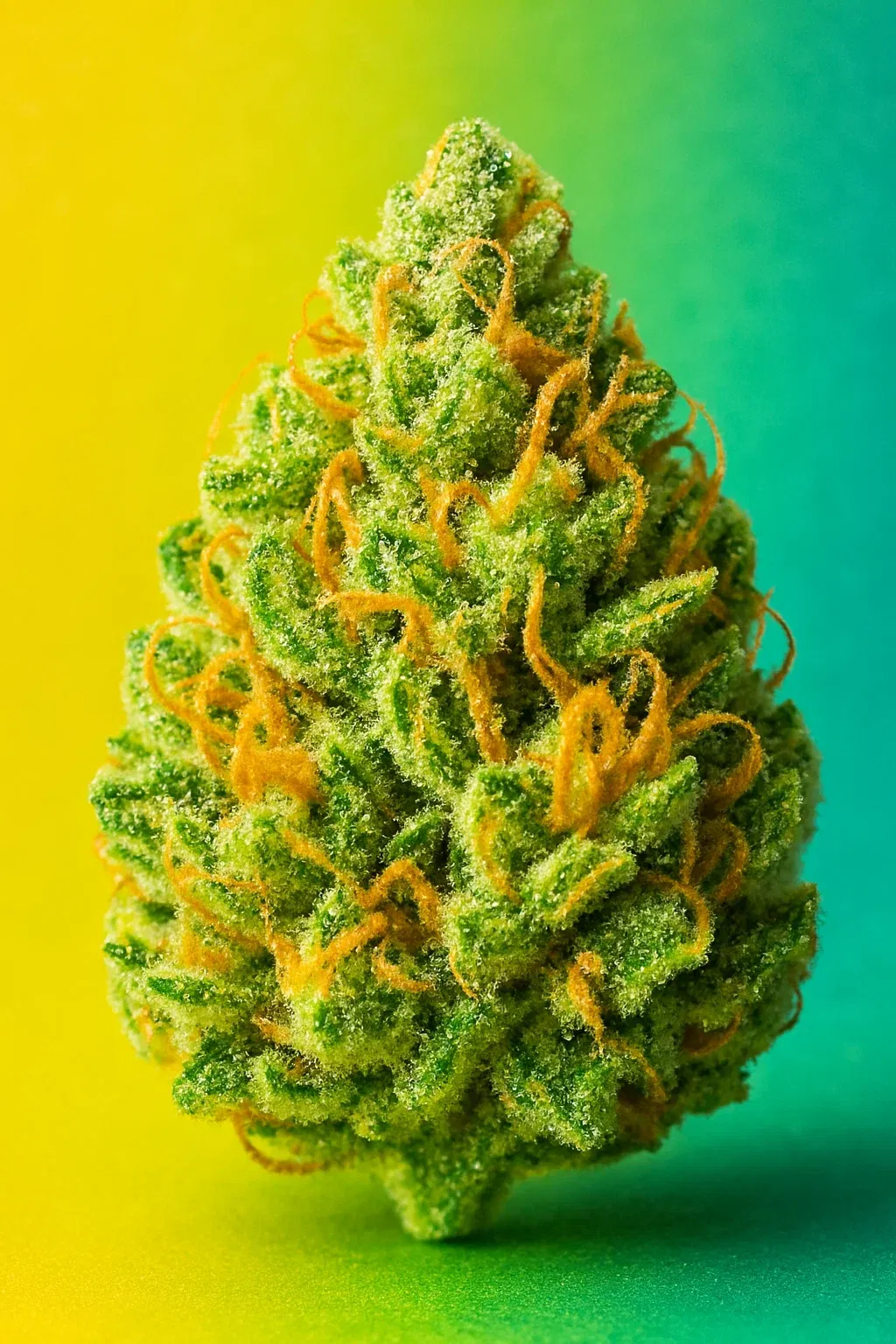 Super Lemon Haze Cannabis Strain - Knospen mit hellgrünen und orangen Tönen, bedeckt von Trichomen. - Cannabis Strain Information - Cannabis Strain Information