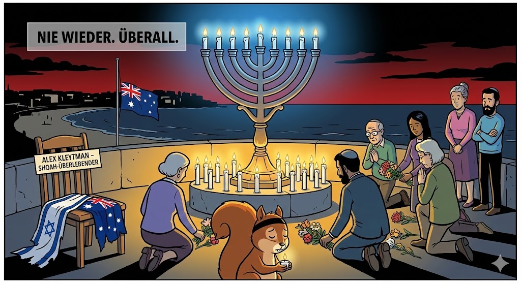 Gedenkstätte: Chanukka-Leuchter am Bondi Beach