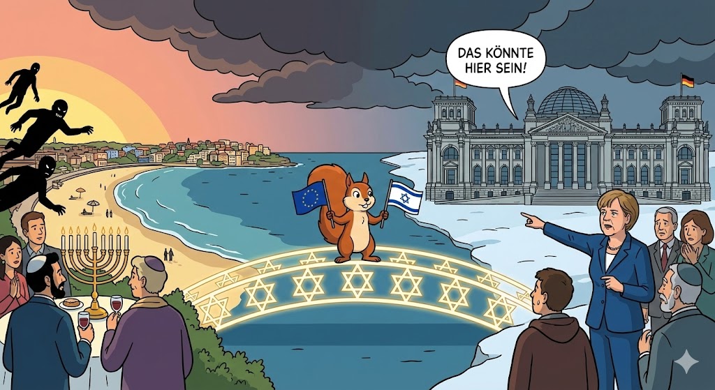 Symbolische Brücke: Sydney und Berlin verbunden