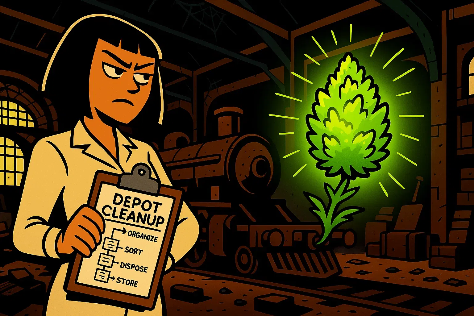 Comic: Serena verzieht das Gesicht beim intensiven Geruch des Trainwreck-Buds.