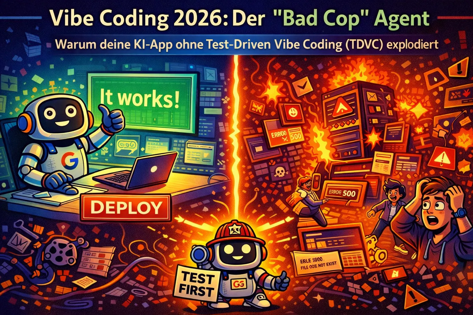 Vibe Coding 2026 – Der Bad Cop Agent: Entwickler deployt stolz seine App während ein verdeckter QA-Agent kritische Bugs im Code aufdeckt