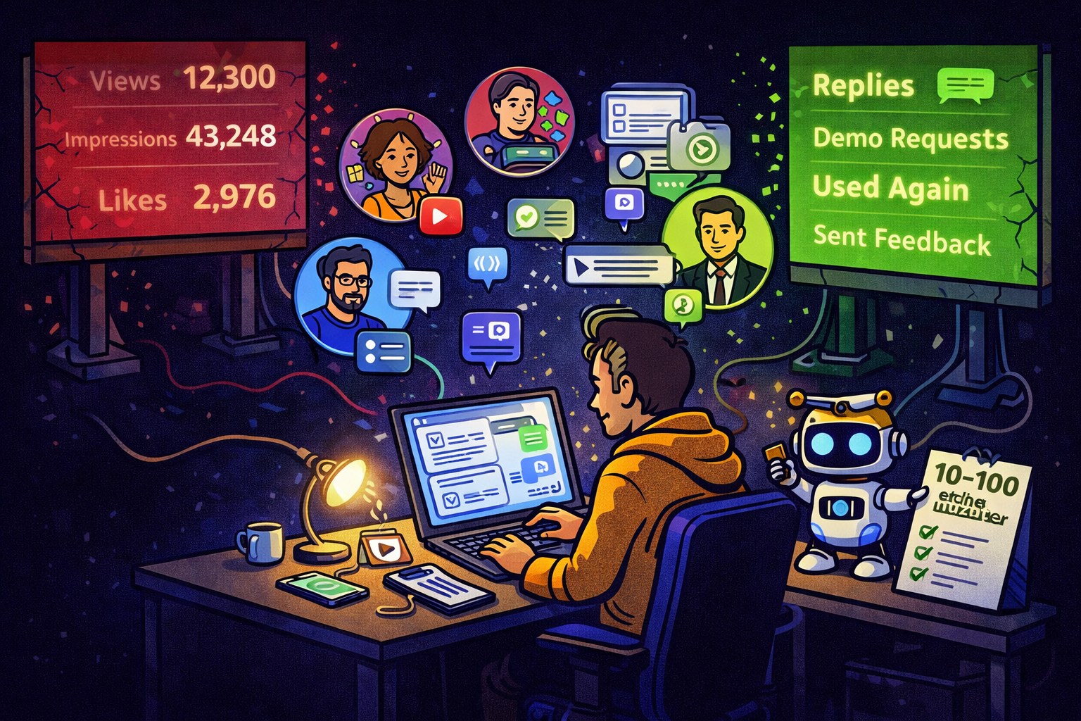 Frühe Nutzergewinnung für KI-Apps – ein Gründer spricht direkt mit den ersten Power Usern statt nur auf Reichweite zu hoffen