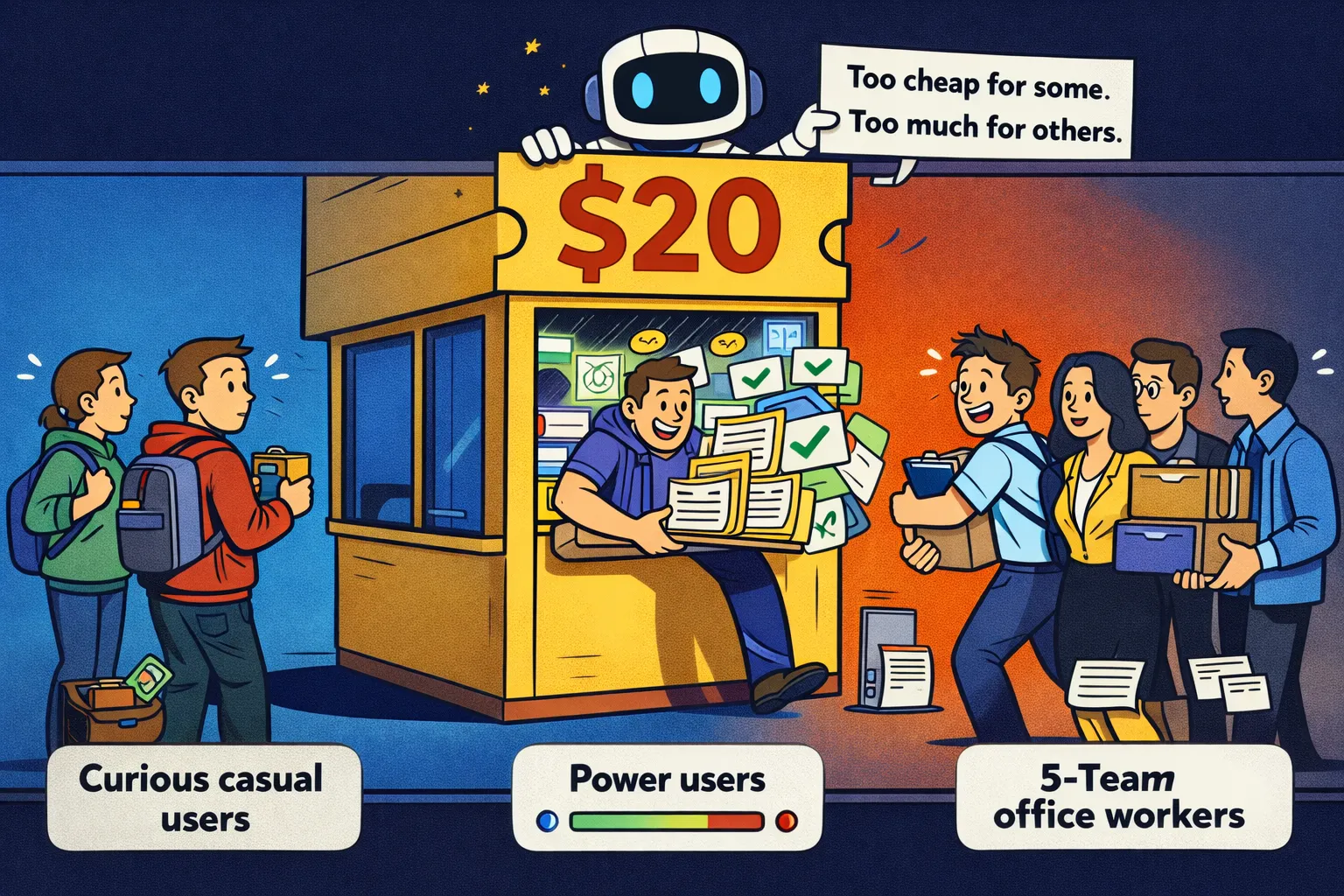 Ein einziges KI-Abo versucht Gelegenheitsnutzer, Power-User und Team-Nutzer gleichzeitig abzudecken und zerreisst dabei