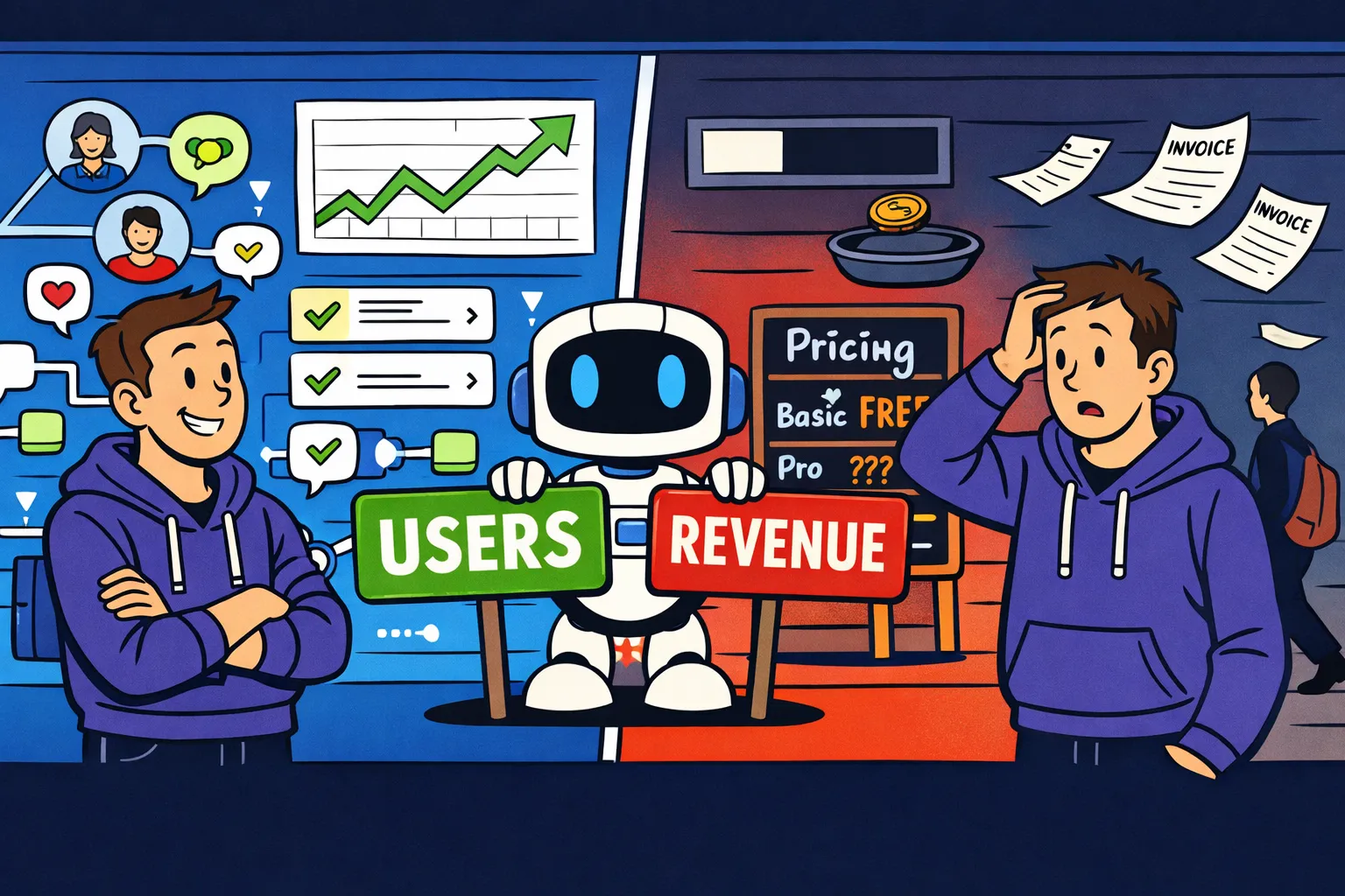 Vibe Coding 2026 – viele aktive Nutzer in einer KI-App, aber der Umsatzbalken bleibt fast leer