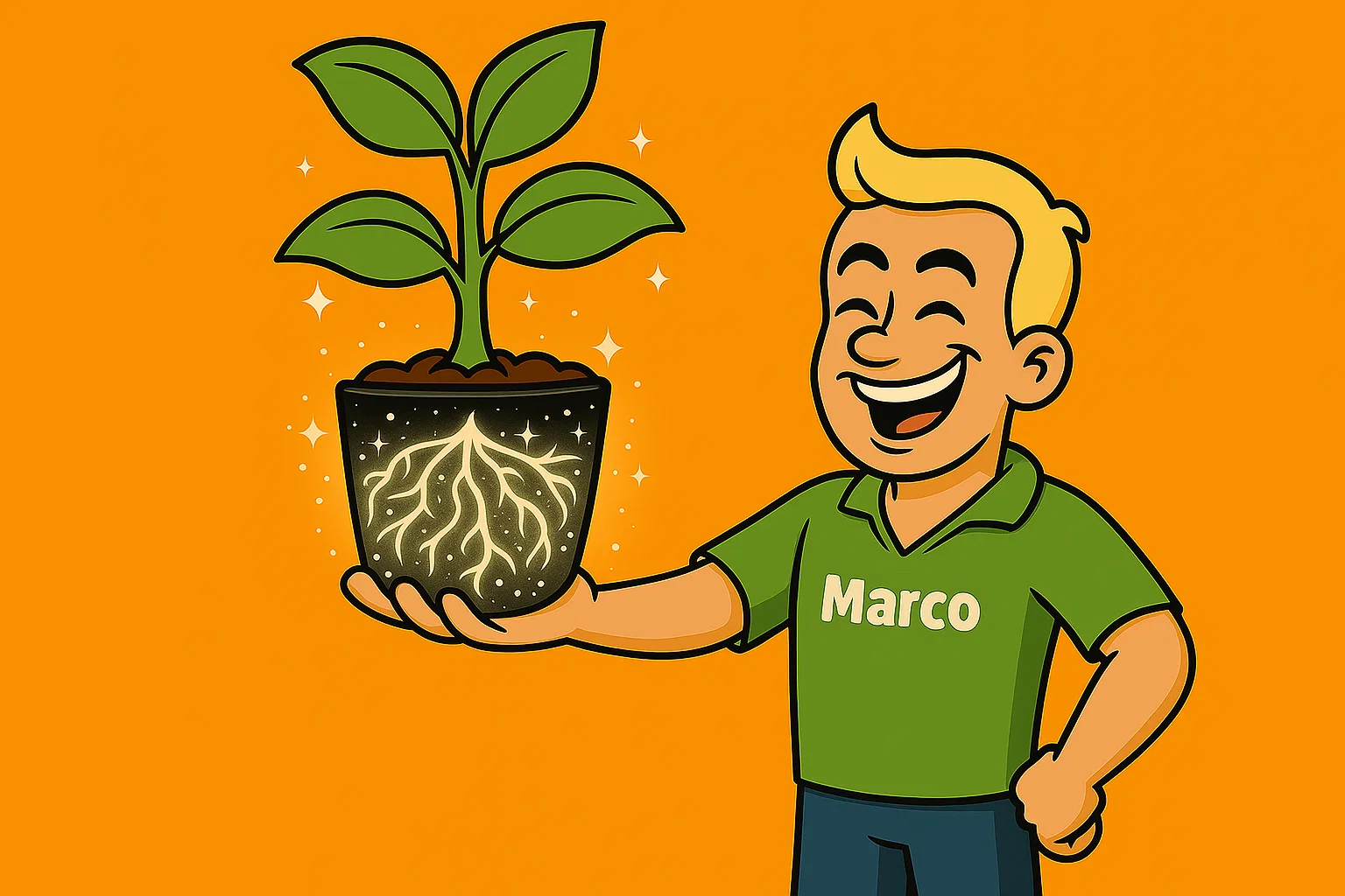 Grower mit gesundem Wurzelsystem